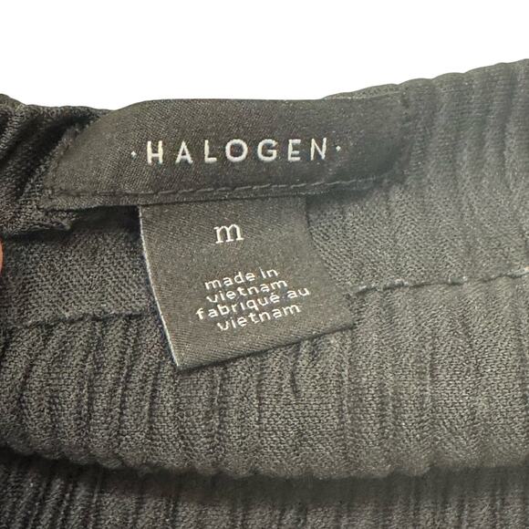 Halogen Mock Neck Black Ribbed Womens Stretch Top Size Medium - Picture 2 of 4